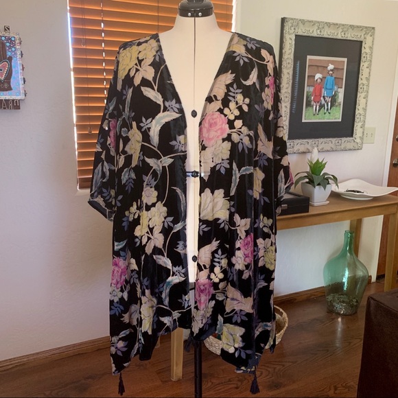 DR2 Tops - ⭐️HP⭐️ Daniel Rainn floral burnout velvet duster